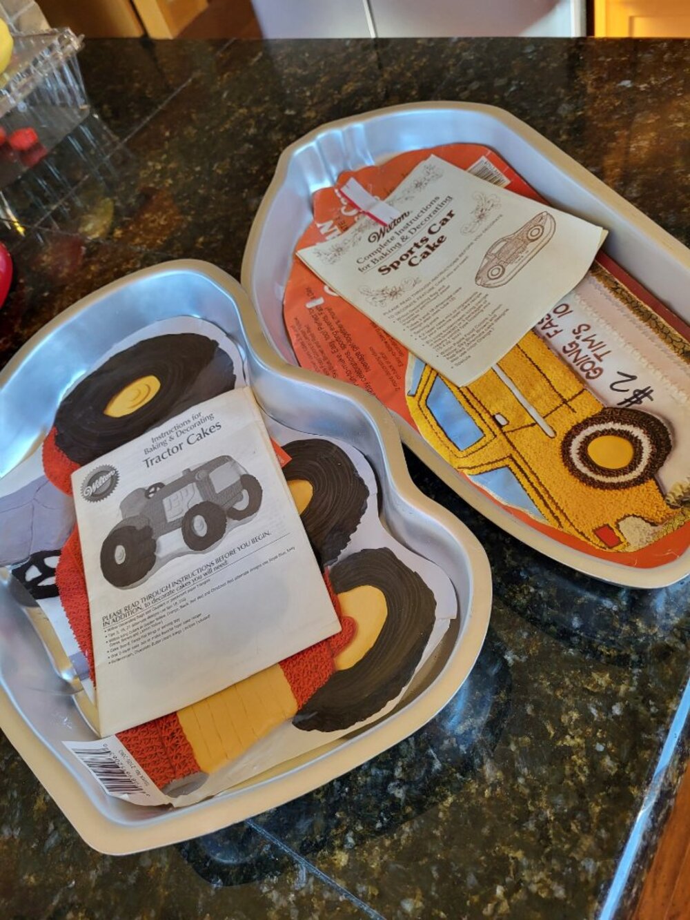 2 Wilton Cake Pans - Tractor and Sports Car - used once!!
